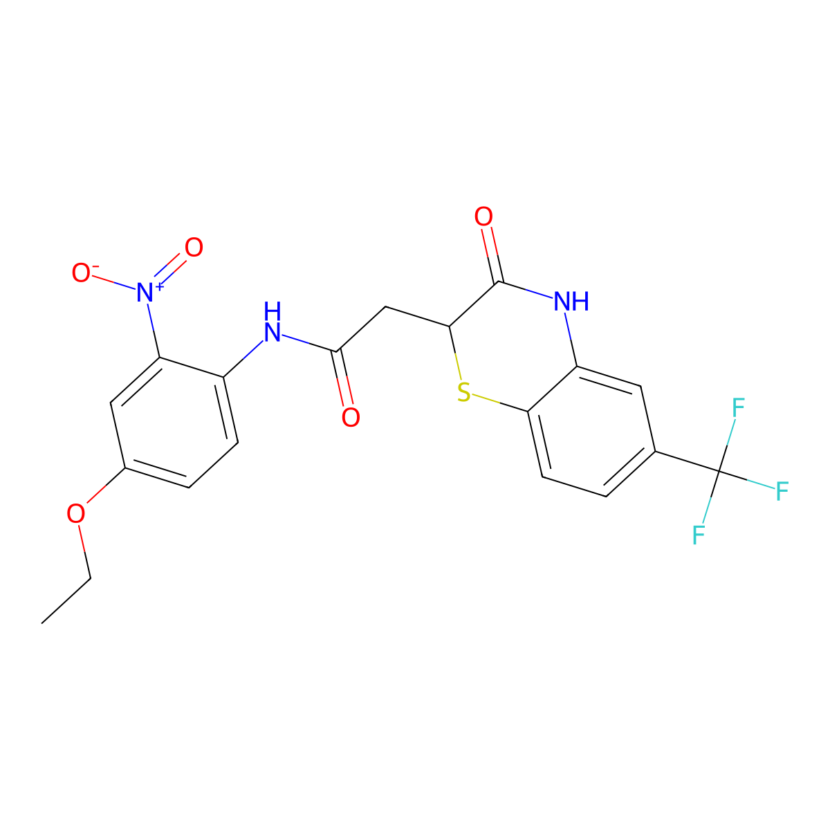 N-(4-ethoxy-2-nitrophenyl)-2-[3-oxo-6-(trifluoromethyl)-3,4-dihydro-2H-1,4-benzothiazin-2-yl]acetamide molecular structure, CAS 308300-16-5