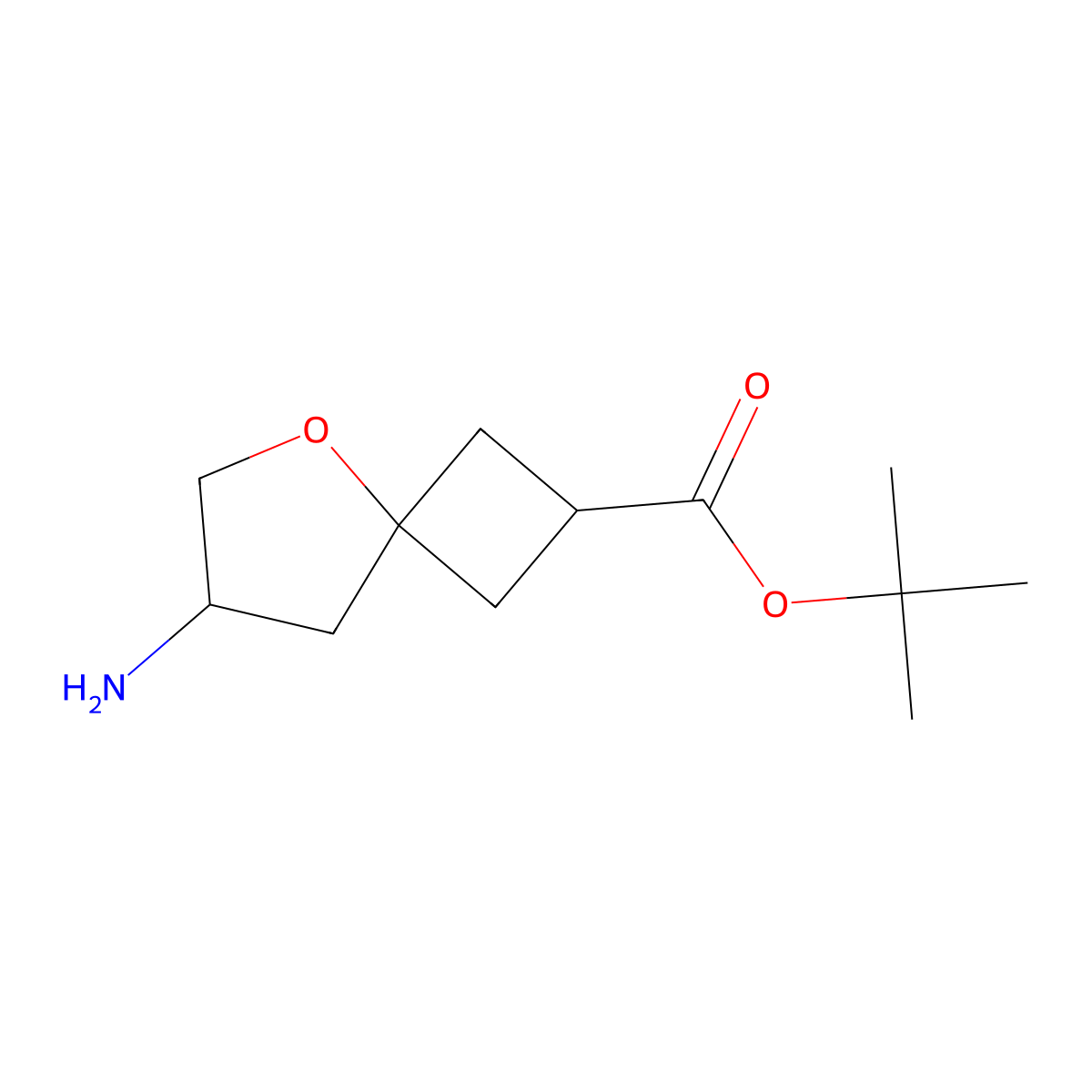 Tert-butyl 7-amino-5-oxaspiro[3.4]octane-2-carboxylate molecular structure, CAS 3083409-03-1