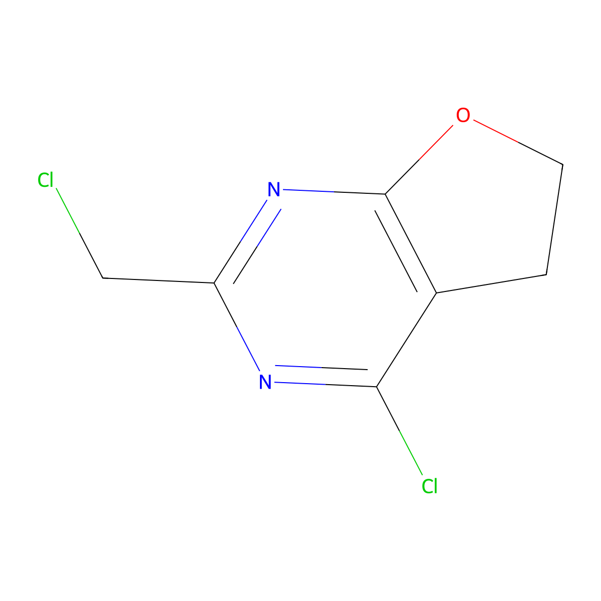 4-chloro-2-(chloromethyl)-5H,6H-furo[2,3-d]pyrimidine molecular structure, CAS 3083504-86-0