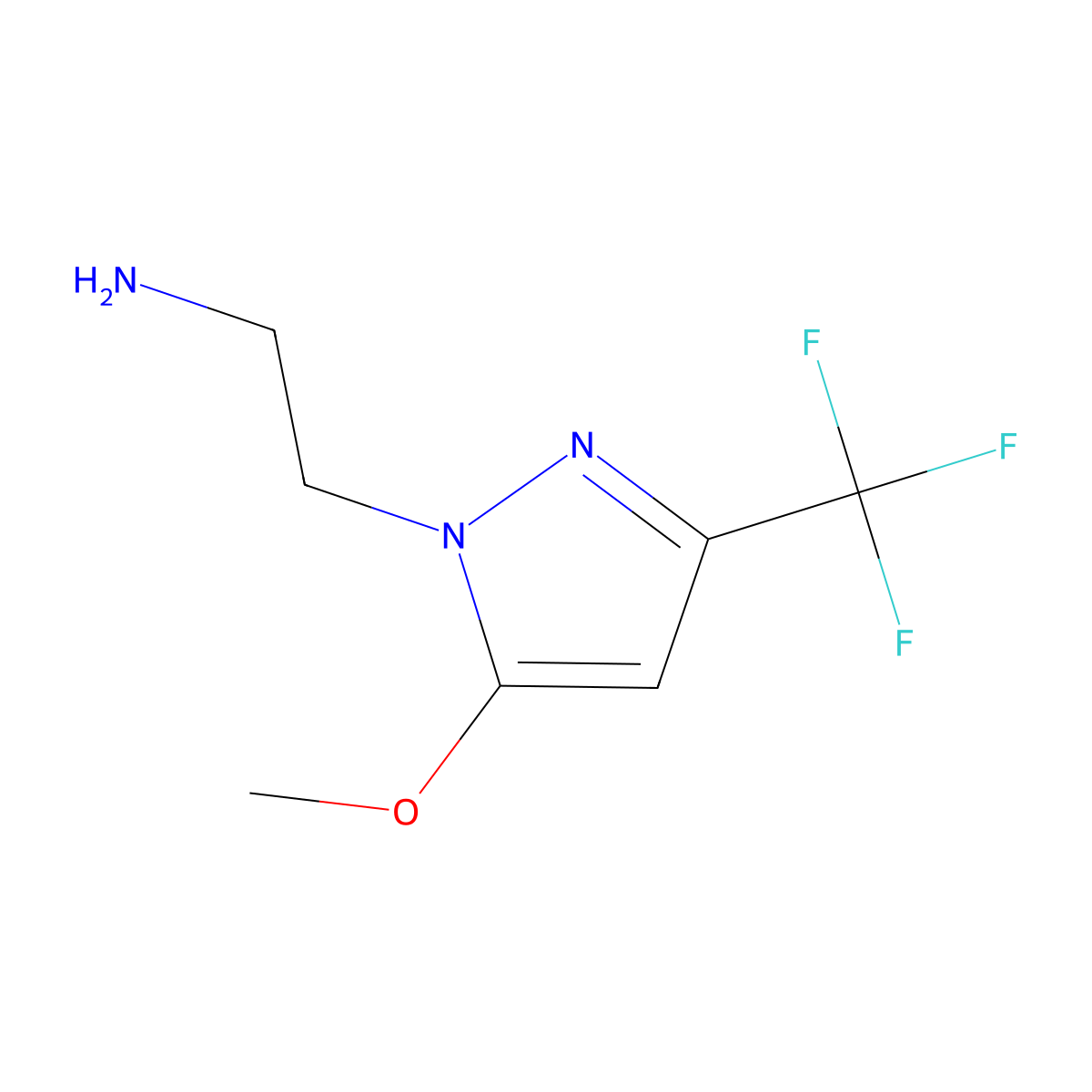 2-[5-methoxy-3-(trifluoromethyl)-1H-pyrazol-1-yl]ethan-1-amine molecular structure, CAS 3083519-93-8