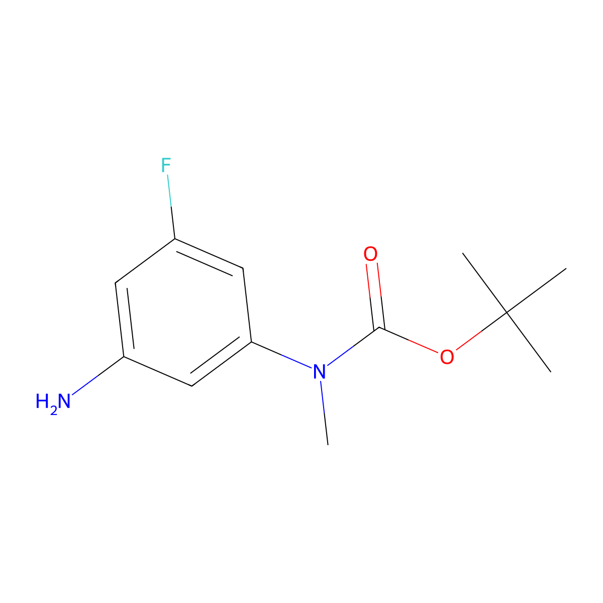 tert-butyl N-(3-amino-5-fluorophenyl)-N-methylcarbamate molecular structure, CAS 3083604-83-2