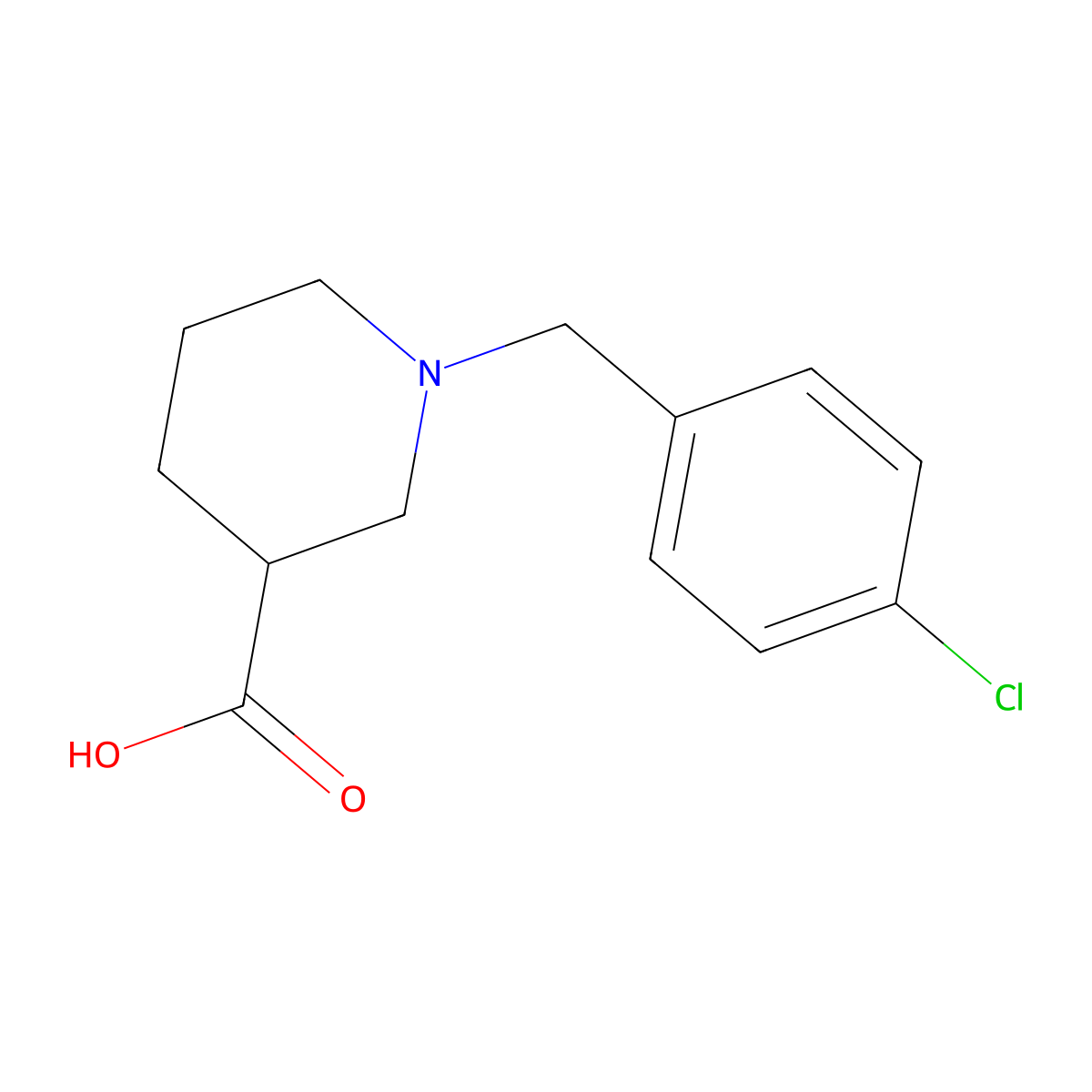 1-[(4-chlorophenyl)methyl]piperidine-3-carboxylic Acid molecular structure, CAS 308362-92-7