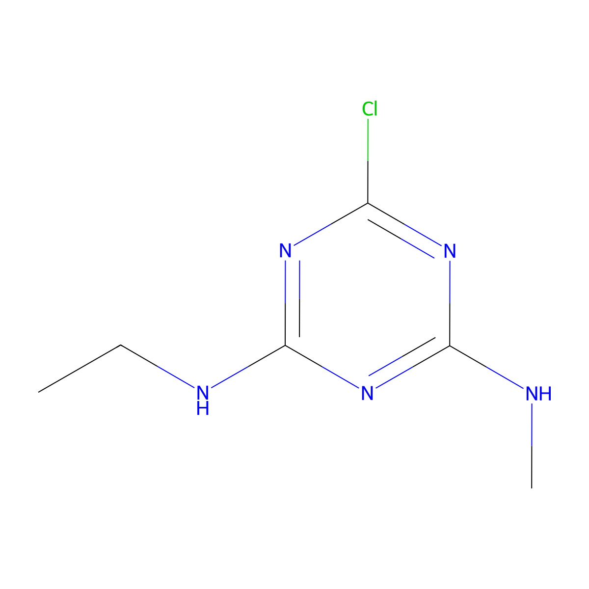 2-Chloro-4-methylamino-6-ethylamino-s-triazine molecular structure, CAS 3084-92-2