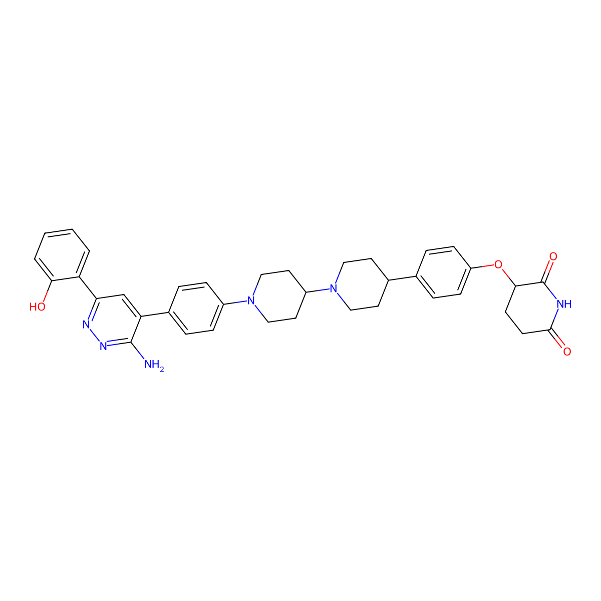 3-[4-[1-[1-[4-[3-Amino-6-(2-hydroxyphenyl)pyridazin-4-yl]phenyl]piperidin-4-yl]piperidin-4-yl]phenoxy]piperidine-2,6-dione molecular structure, CAS 3084244-26-5