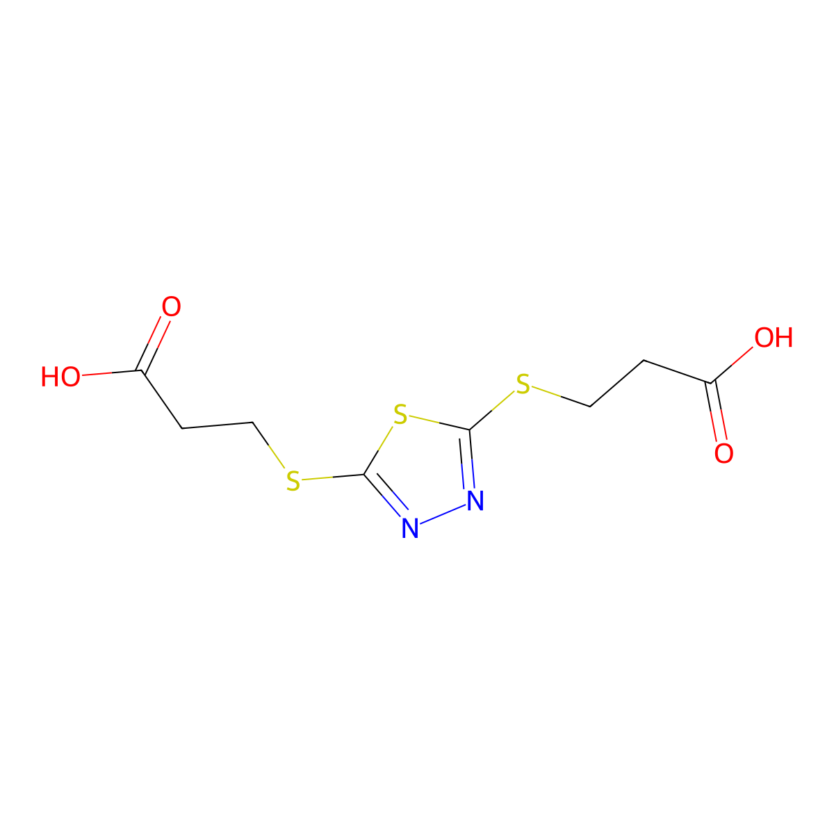 3-({5-[(2-Carboxyethyl)sulfanyl]-1,3,4-thiadiazol-2-yl}sulfanyl)propanoic acid molecular structure, CAS 30843-70-0