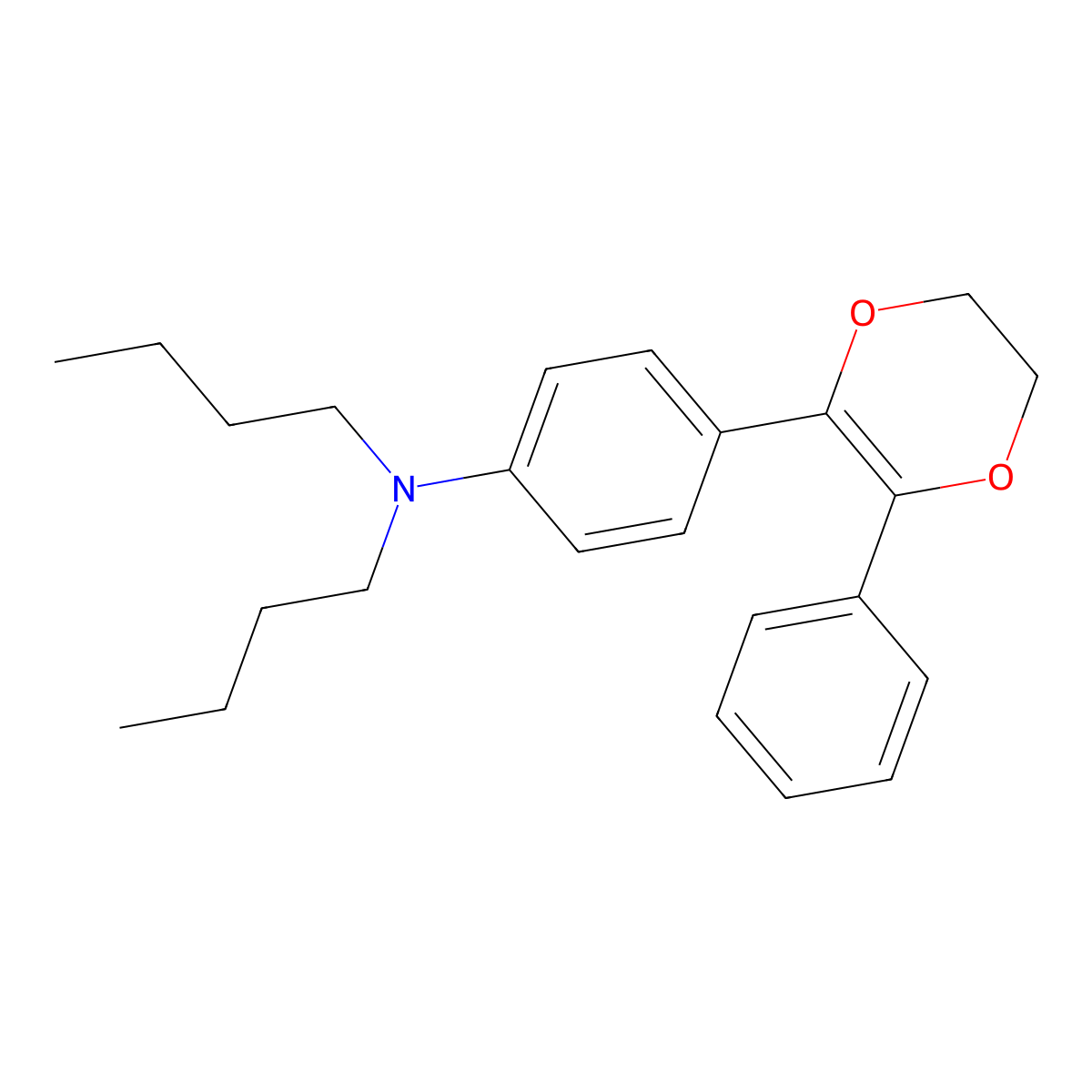 N,N-Dibutyl-4-(3-phenyl-5,6-dihydro-1,4-dioxin-2-YL)aniline molecular structure, CAS 3084349-75-4