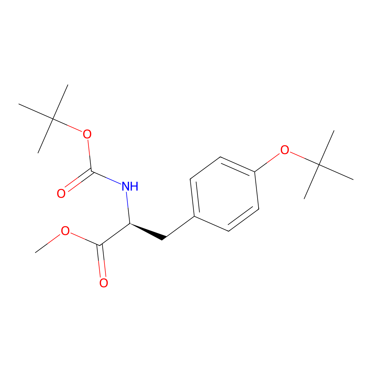 methyl (2S)-2-{[(tert-butoxy)carbonyl]amino}-3-[4-(tert-butoxy)phenyl]propanoate molecular structure, CAS 30845-22-8