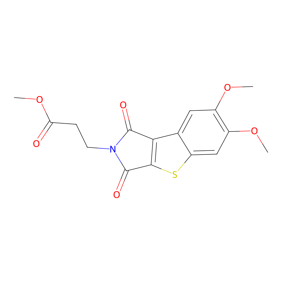 Methyl 3-(6,7-dimethoxy-1,3-dioxo-[1]benzothiolo[2,3-c]pyrrol-2-yl)propanoate molecular structure, CAS 3084542-49-1