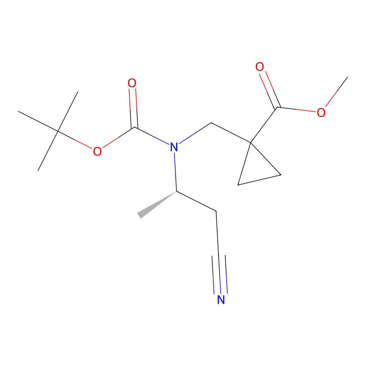 (S)-Methyl 1-(((tert-butoxycarbonyl)(1-cyanopropan-2-yl)amino)methyl)cyclopropanecarboxylate molecular structure, CAS 3084715-63-6