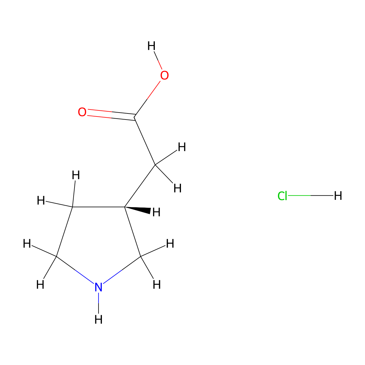 2-((3R)-pyrrolidin-3-yl)acetic acid hydrochloride molecular structure, CAS 3085296-01-8