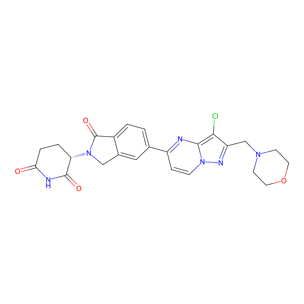 (3S)-3-[6-[3-chloro-2-(morpholin-4-ylmethyl)pyrazolo[1,5-a]pyrimidin-5-yl]-3-oxo-1H-isoindol-2-yl]piperidine-2,6-dione molecular structure, CAS 3085297-83-9