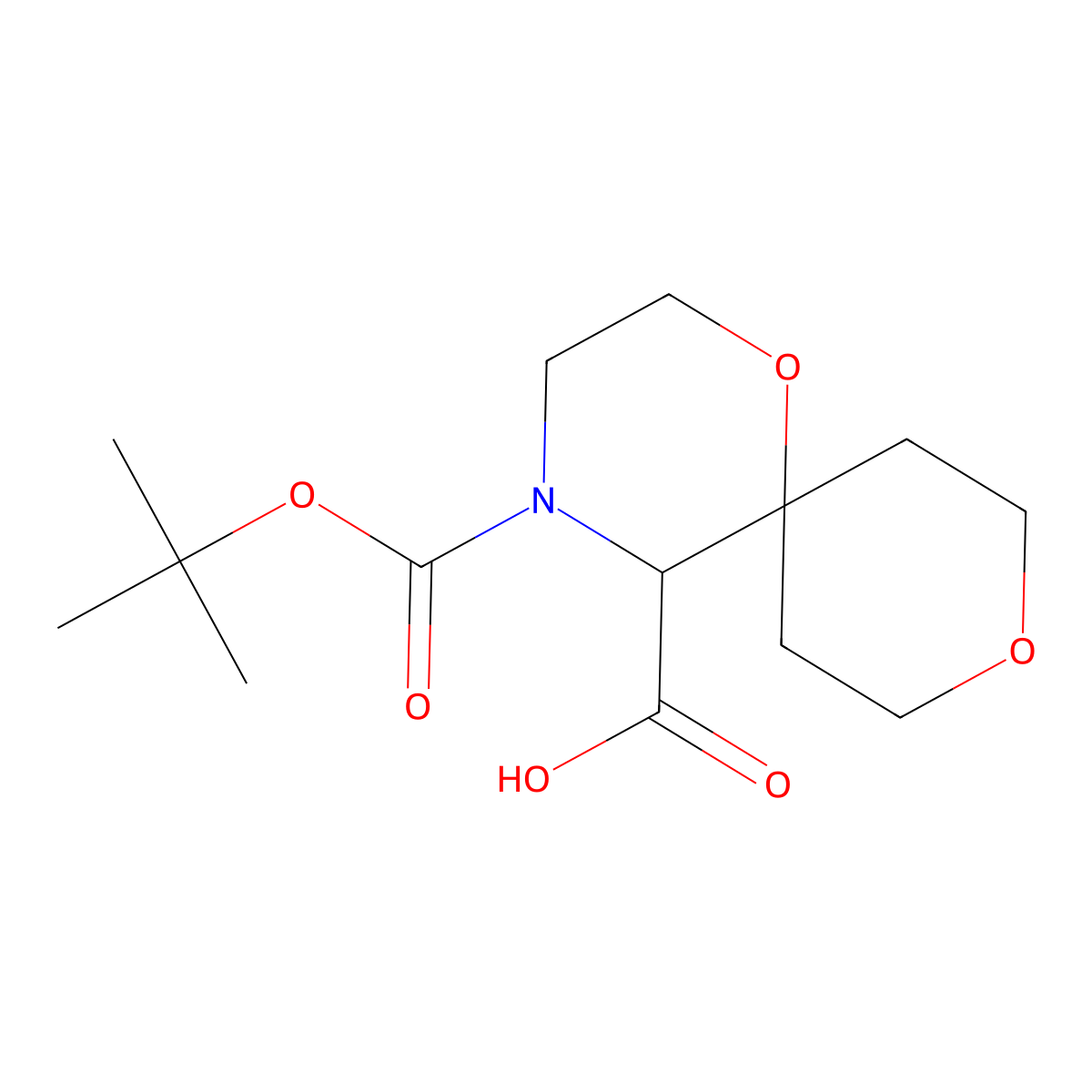 4-[(Tert-butoxy)carbonyl]-1,9-dioxa-4-azaspiro[5.5]undecane-5-carboxylic acid molecular structure, CAS 3085375-77-2