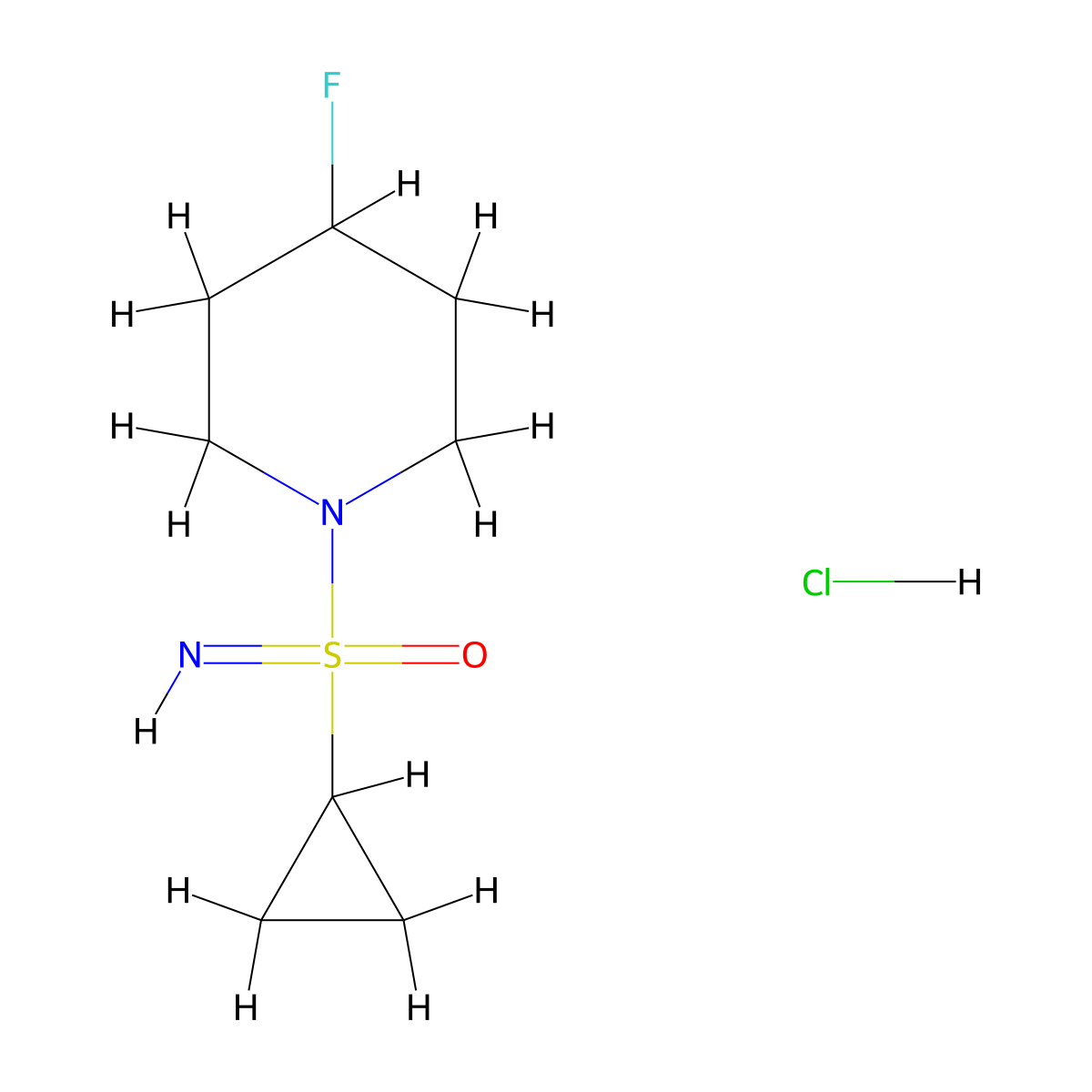 1-(Cyclopropanesulfonimidoyl)-4-fluoropiperidine hydrochloride molecular structure, CAS 3085375-86-3