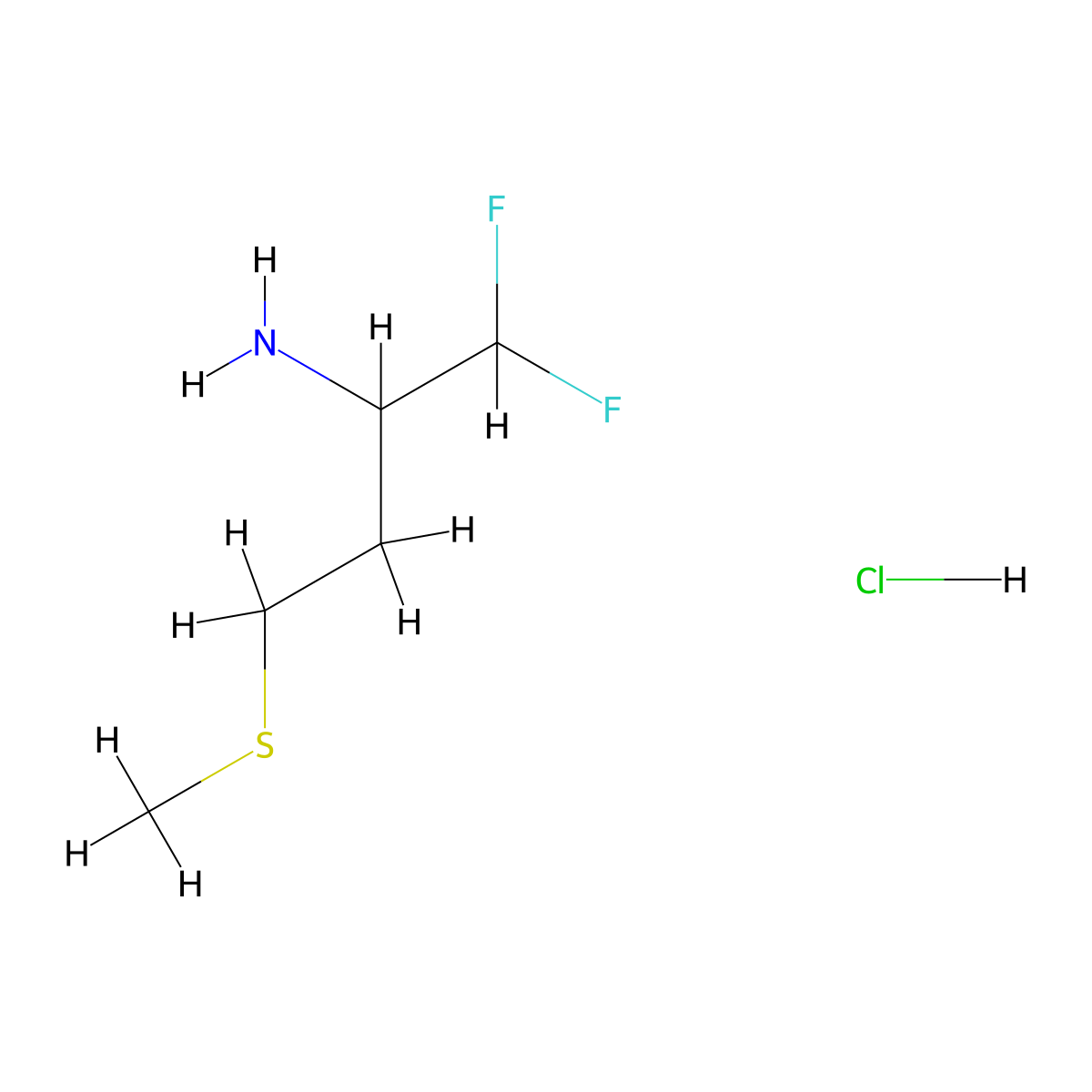 1,1-Difluoro-4-(methylsulfanyl)butan-2-amine hydrochloride molecular structure, CAS 3085375-94-3