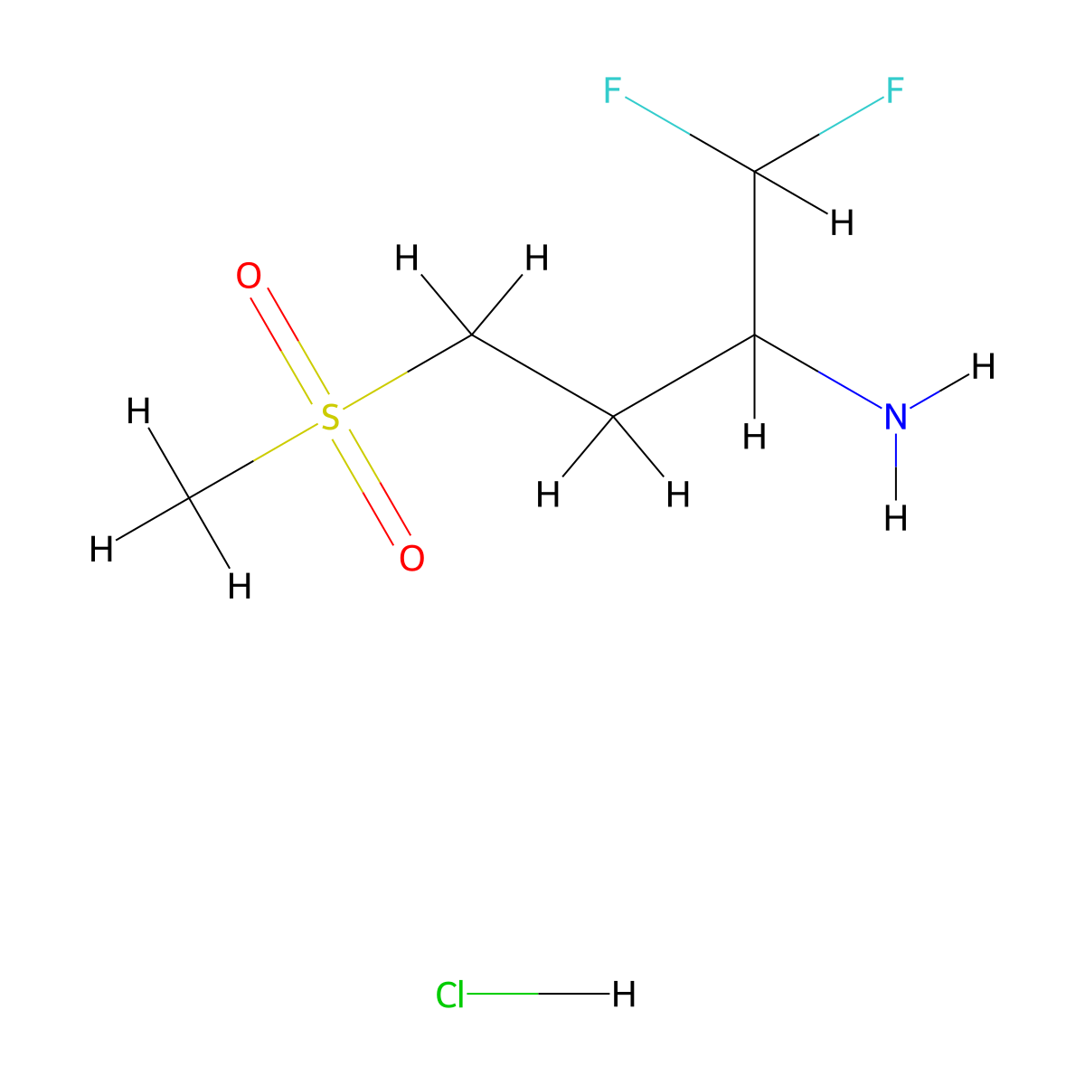 1,1-Difluoro-4-methanesulfonylbutan-2-amine hydrochloride molecular structure, CAS 3085375-95-4