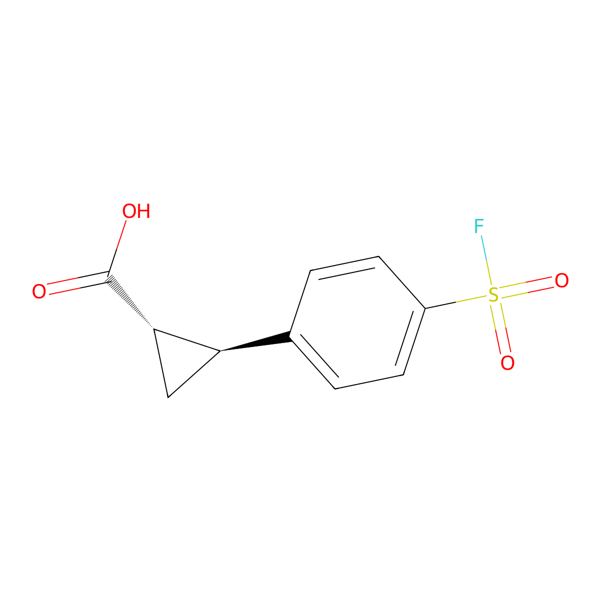 (1S,2S)-2-[4-(fluorosulfonyl)phenyl]cyclopropane-1-carboxylic acid molecular structure, CAS 3085376-00-4