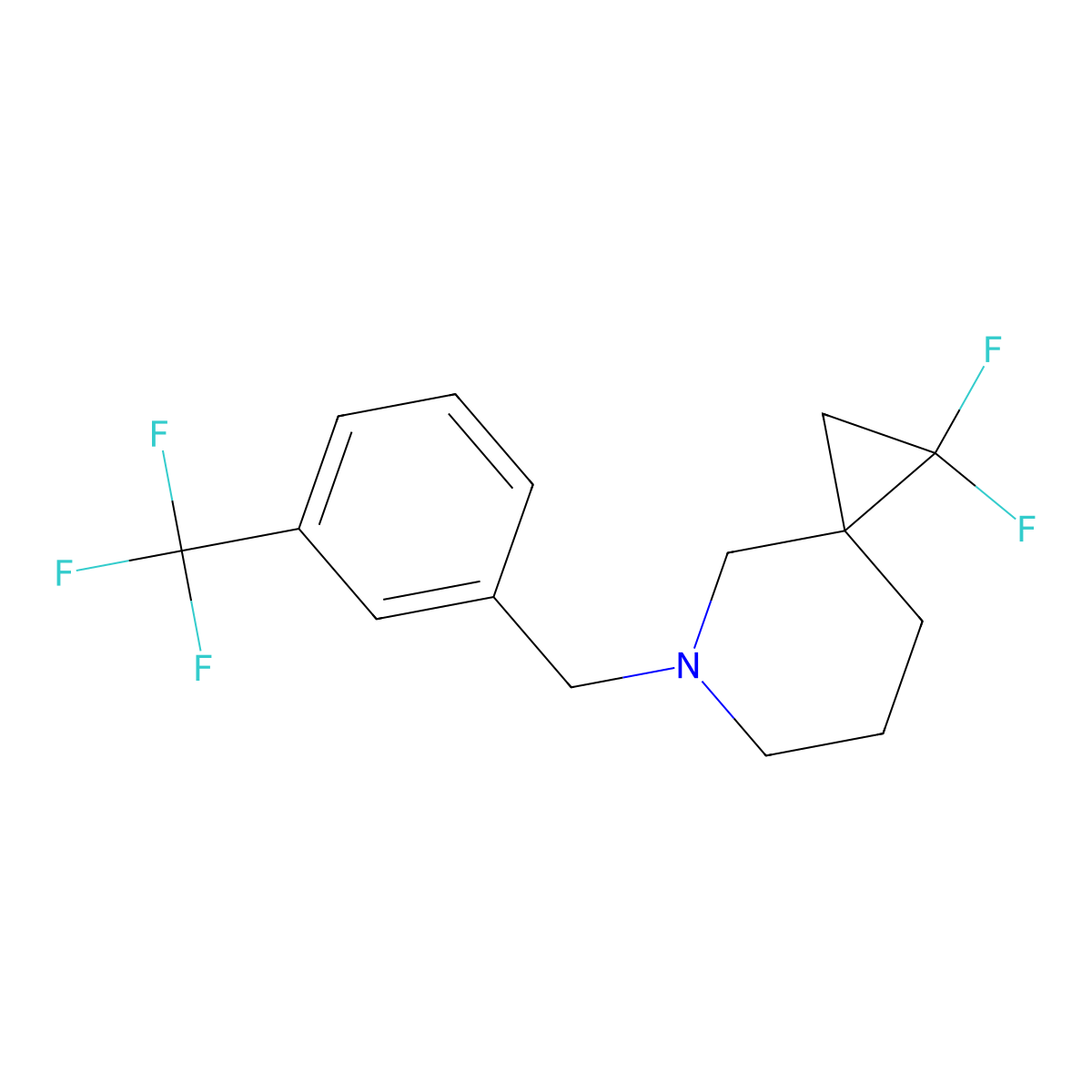 2,2-Difluoro-5-[[3-(trifluoromethyl)phenyl]methyl]-5-azaspiro[2.5]octane molecular structure, CAS 3085412-50-3