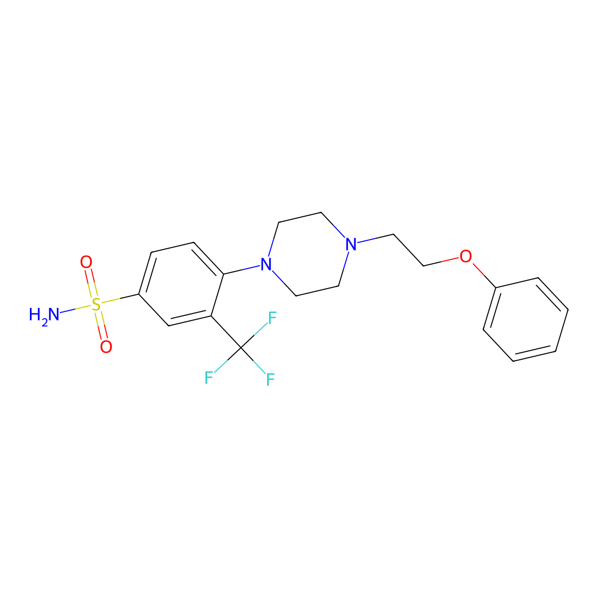 4-[4-(2-Phenoxyethyl)piperazin-1-yl]-3-(trifluoromethyl)benzenesulfonamide molecular structure, CAS 3085415-53-5