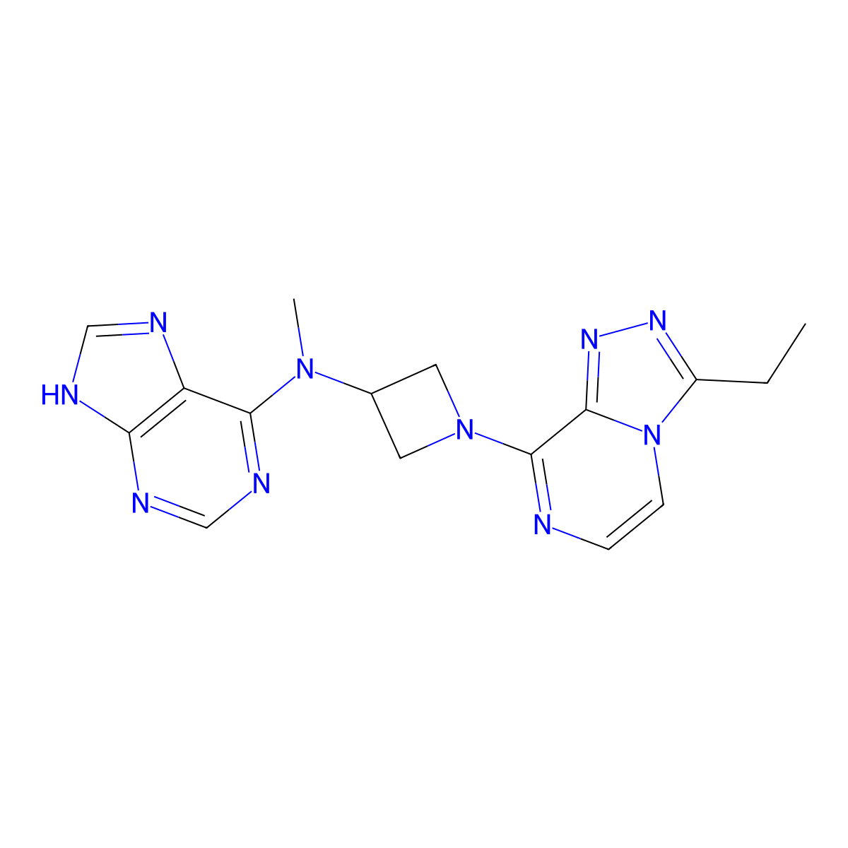 N-[1-(3-ethyl-[1,2,4]triazolo[4,3-a]pyrazin-8-yl)azetidin-3-yl]-N-methyl-7H-purin-6-amine molecular structure, CAS 3085420-83-0