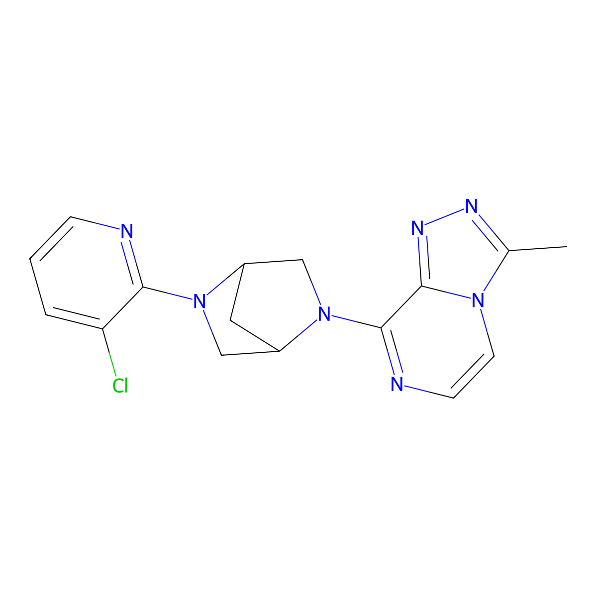 8-[5-(3-Chloropyridin-2-yl)-2,5-diazabicyclo[2.2.1]heptan-2-yl]-3-methyl-[1,2,4]triazolo[4,3-a]pyrazine molecular structure, CAS 3085420-89-6