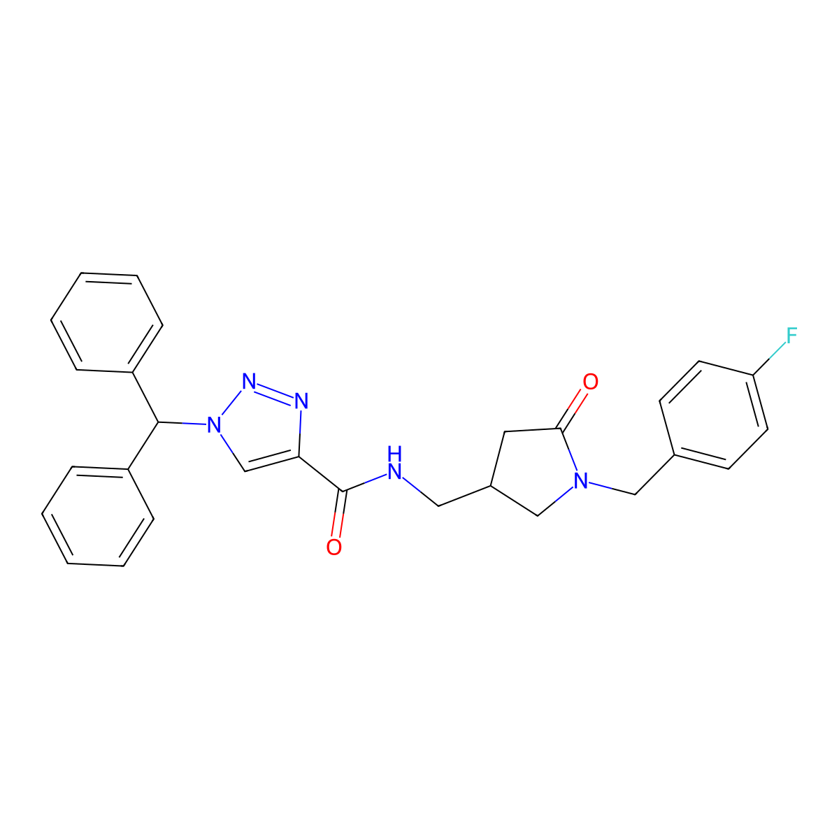 1-benzhydryl-N-[[1-[(4-fluorophenyl)methyl]-5-oxopyrrolidin-3-yl]methyl]triazole-4-carboxamide molecular structure, CAS 3085425-29-9
