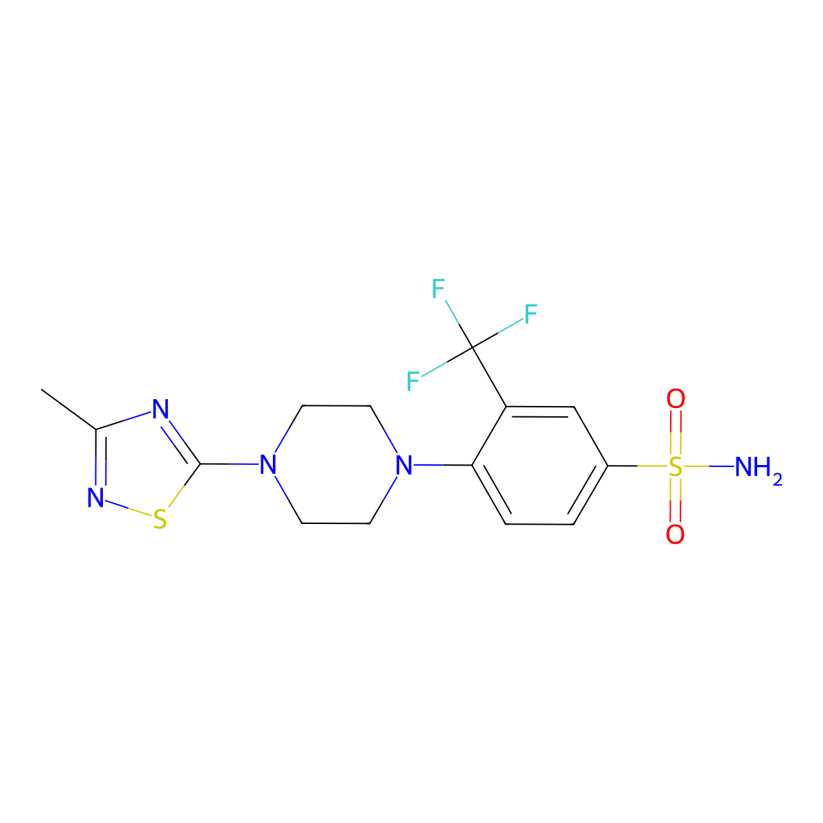 4-[4-(3-Methyl-1,2,4-thiadiazol-5-yl)piperazin-1-yl]-3-(trifluoromethyl)benzenesulfonamide molecular structure, CAS 3085427-92-2