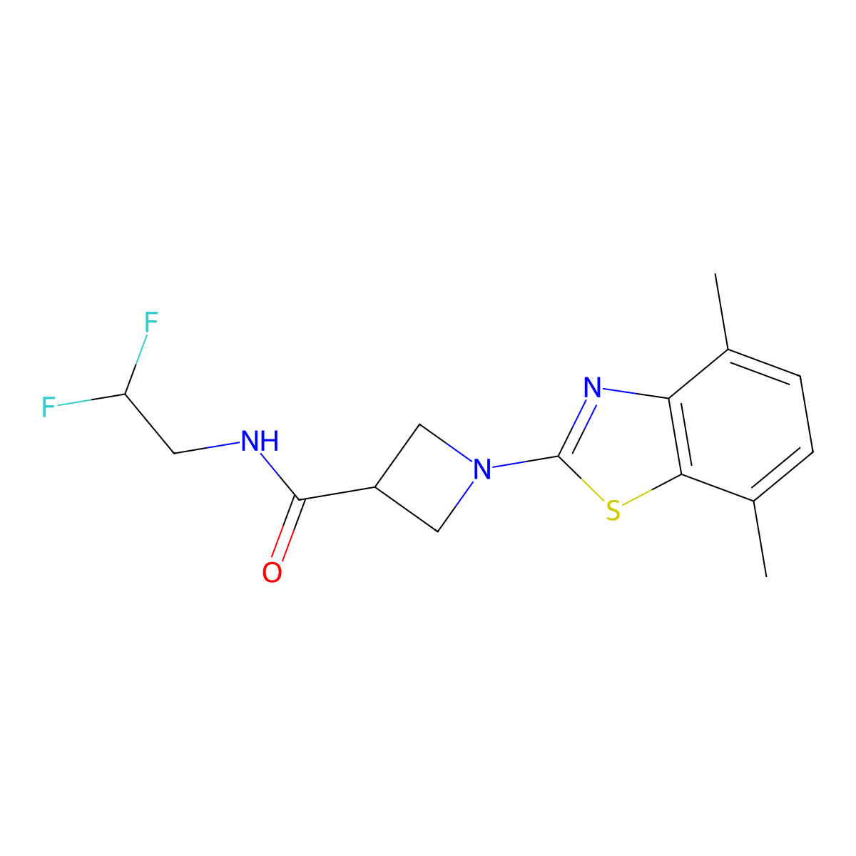 N-(2,2-difluoroethyl)-1-(4,7-dimethyl-1,3-benzothiazol-2-yl)azetidine-3-carboxamide molecular structure, CAS 3085427-96-6