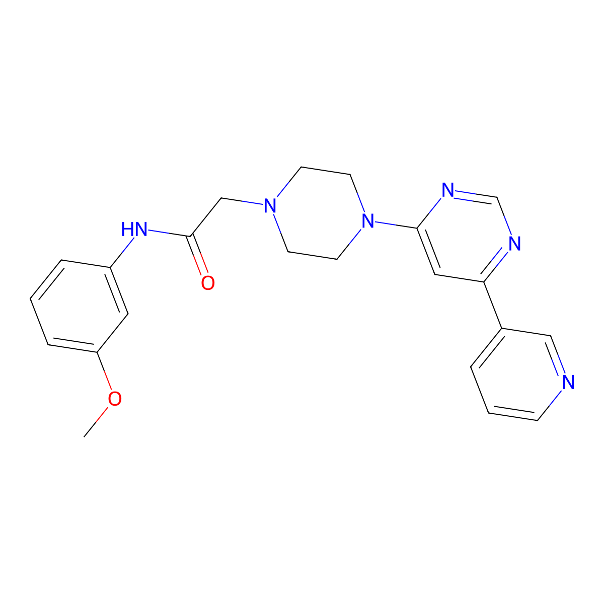 N-(3-methoxyphenyl)-2-[4-(6-pyridin-3-ylpyrimidin-4-yl)piperazin-1-yl]acetamide molecular structure, CAS 3085434-79-0
