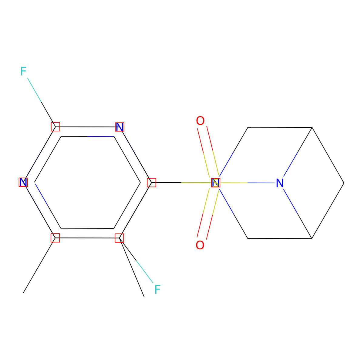 6-(2,5-Difluorophenyl)sulfonyl-3-(5,6-dimethylpyrimidin-4-yl)-3,6-diazabicyclo[3.1.1]heptane molecular structure, CAS 3085439-08-0
