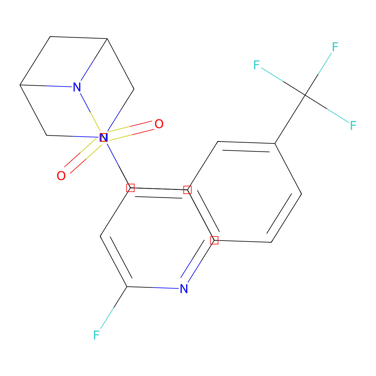 3-(2-Fluoropyridin-4-yl)-6-[[3-(trifluoromethyl)phenyl]methylsulfonyl]-3,6-diazabicyclo[3.1.1]heptane molecular structure, CAS 3085440-43-0