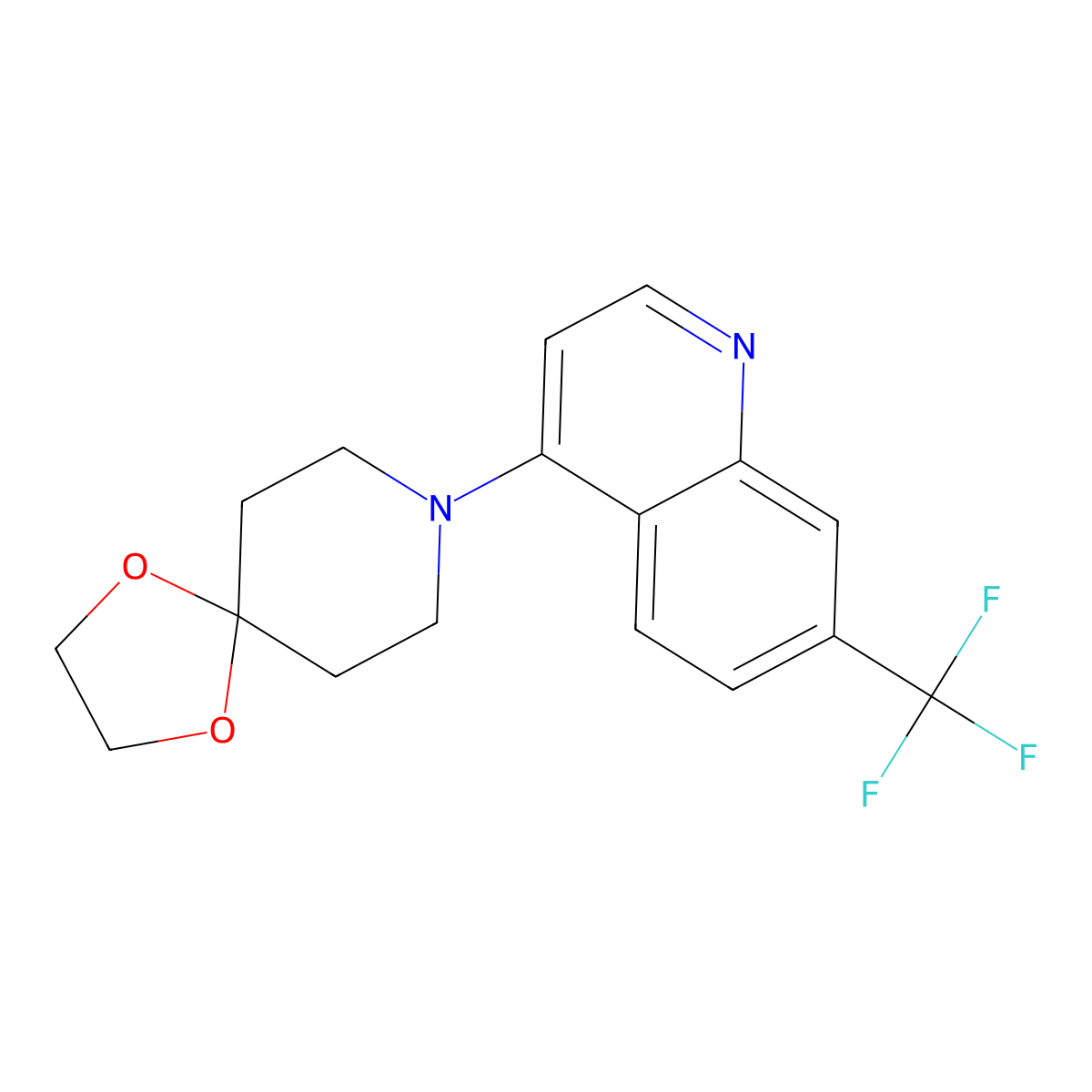 8-[7-(Trifluoromethyl)quinolin-4-yl]-1,4-dioxa-8-azaspiro[4.5]decan molecular structure, CAS 3085442-50-5