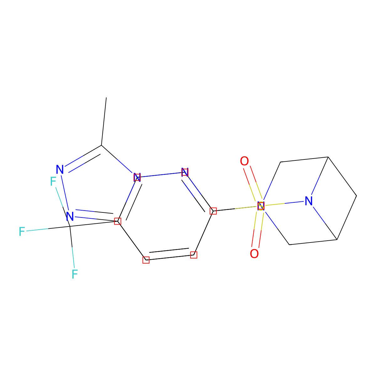 3-Methyl-6-[6-[4-(trifluoromethyl)phenyl]sulfonyl-3,6-diazabicyclo[3.1.1]heptan-3-yl]-[1,2,4]triazolo[4,3-b]pyridazine molecular structure, CAS 3085443-66-6