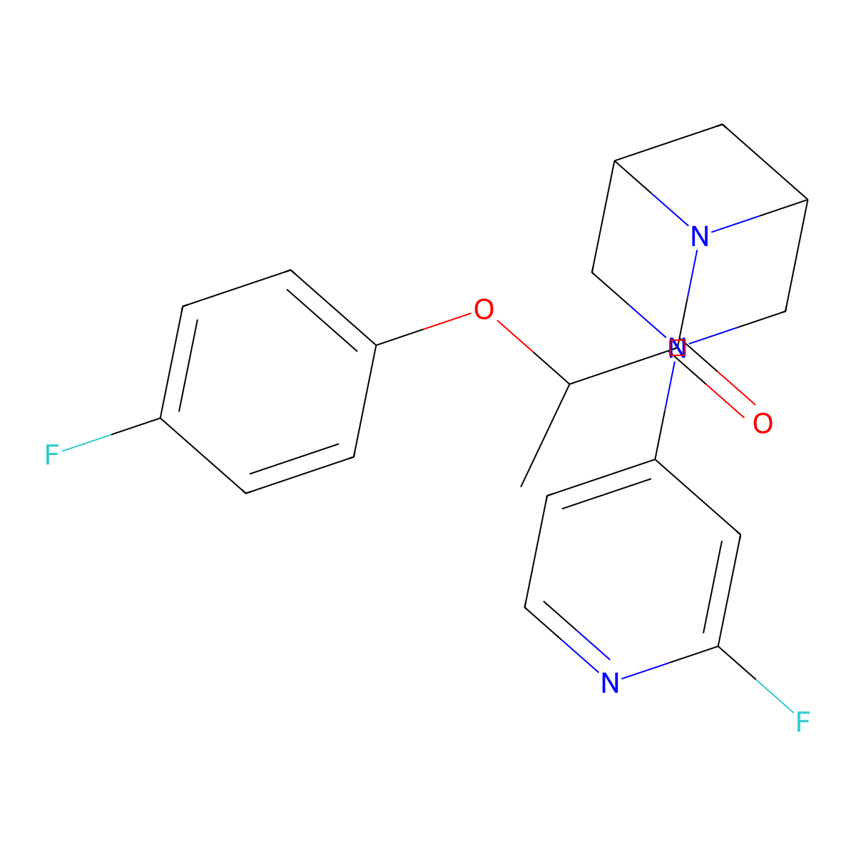 2-(4-Fluorophenoxy)-1-[3-(2-fluoropyridin-4-yl)-3,6-diazabicyclo[3.1.1]hexan-6-yl]propan-1-one molecular structure, CAS 3085445-48-0