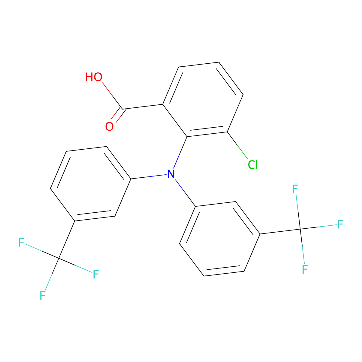 3-chloro-2-[3-(trifluoromethyl)-N-[3-(trifluoromethyl)phenyl]anilino]benzoic acid molecular structure, CAS 3085450-67-2