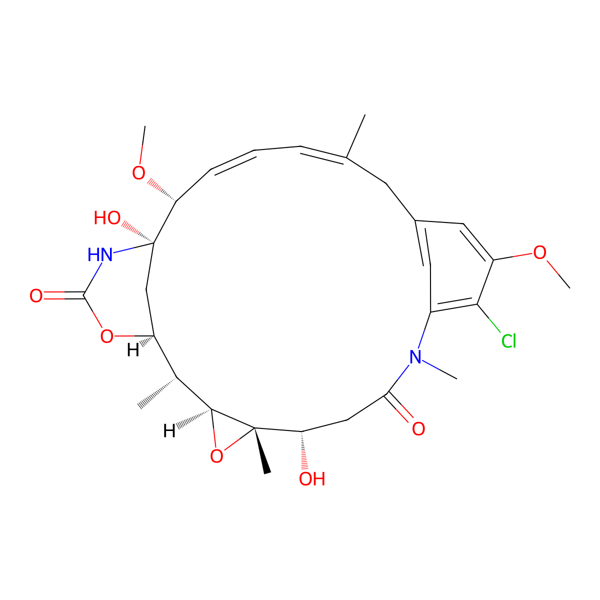 (1S,2R,3S,5S,6S,16Z,18Z,20R,21S)-11-chloro-6,21-dihydroxy-12,20-dimethoxy-2,5,9,16-tetramethyl-4,24-dioxa-9,22-diazatetracyclo[19.3.1.110,14.03,5]hexacosa-10,12,14(26),16,18-pentaene-8,23-dione molecular structure, CAS 3085545-06-5