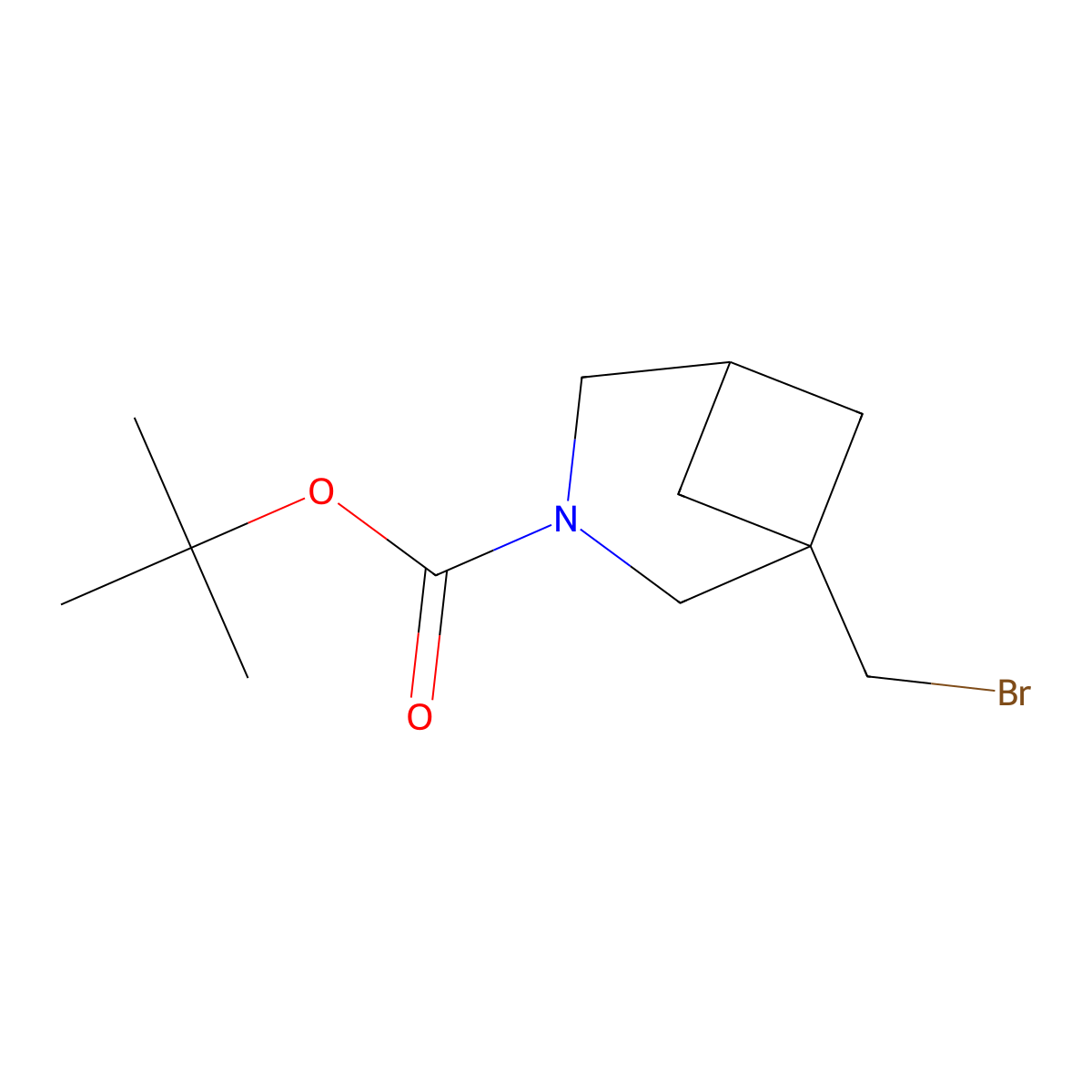 Tert-butyl 1-(bromomethyl)-3-azabicyclo[3.1.1]heptane-3-carboxylate molecular structure, CAS 3085621-07-1