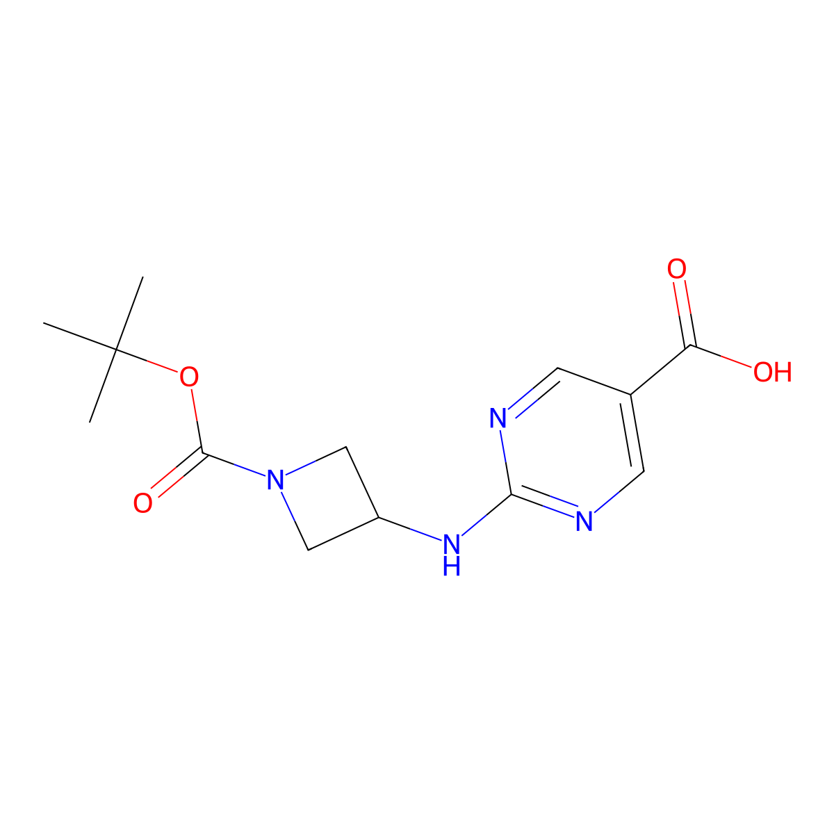 2-({1-[(Tert-butoxy)carbonyl]azetidin-3-yl}amino)pyrimidine-5-carboxylic acid molecular structure, CAS 3085649-00-6