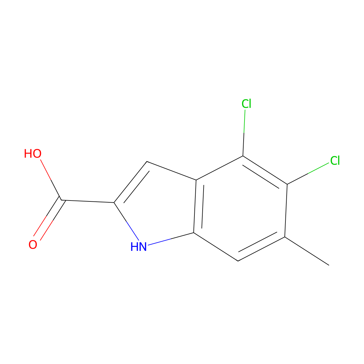 4,5-Dichloro-6-methyl-1H-indole-2-carboxylic Acid molecular structure, CAS 3085663-39-1