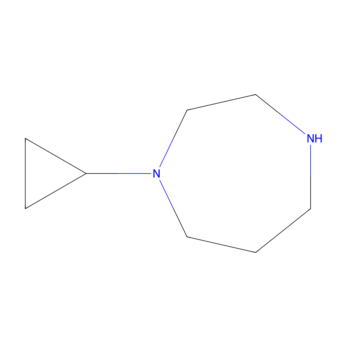 1-Cyclopropylhexahydro-1H-1,4-diazepine molecular structure, CAS 30858-71-0