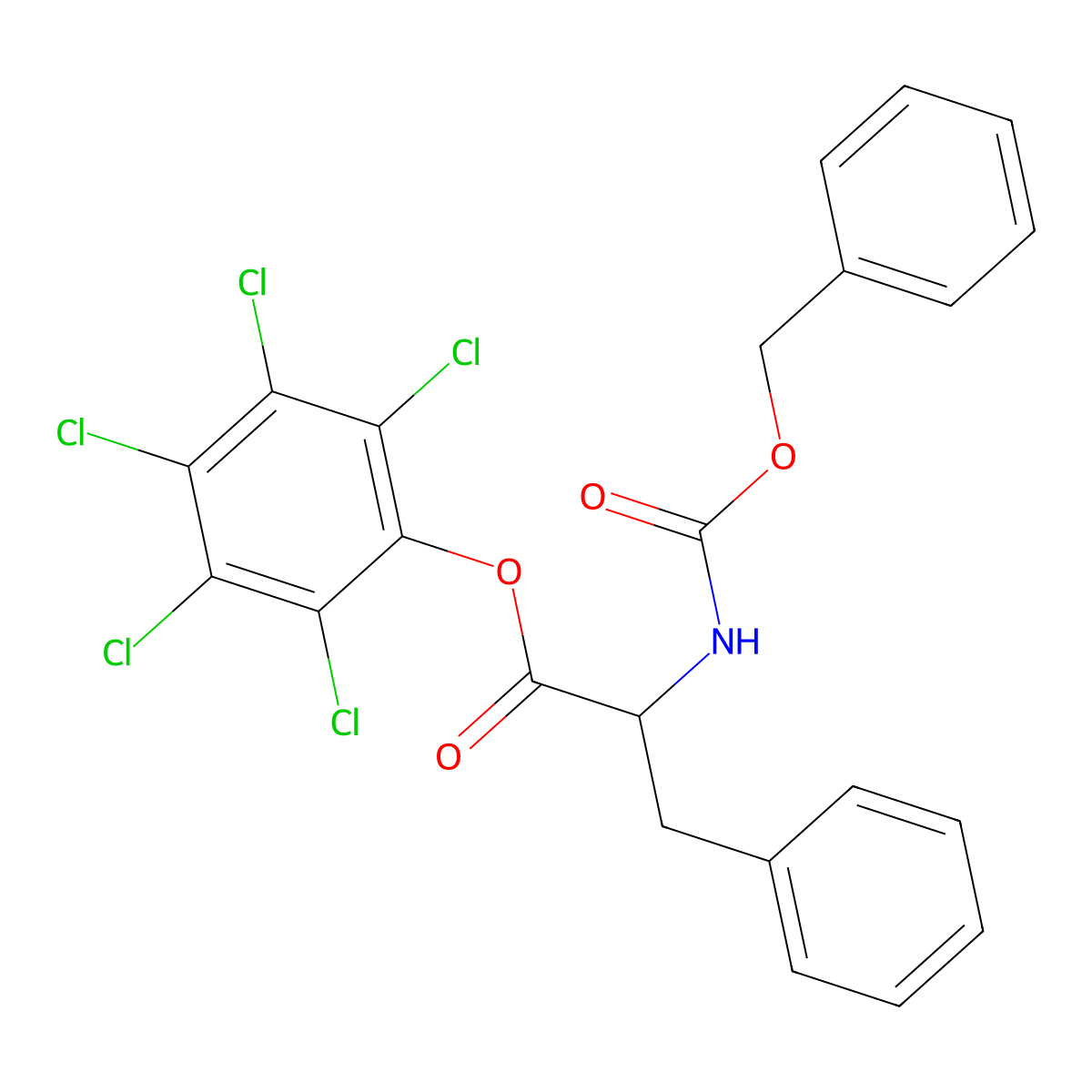 2,3,4,5,6-Pentachlorophenyl 3-phenyl-2-[(phenylmethoxy)carbonylamino]propanoat e molecular structure, CAS 3086-21-3