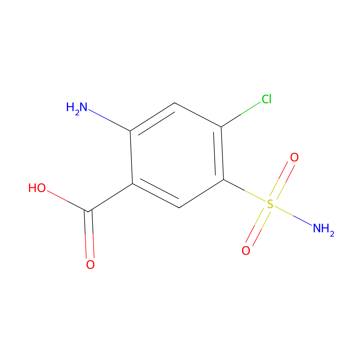 4-Chloro-5-sulfamoylanthranilic acid molecular structure, CAS 3086-91-7