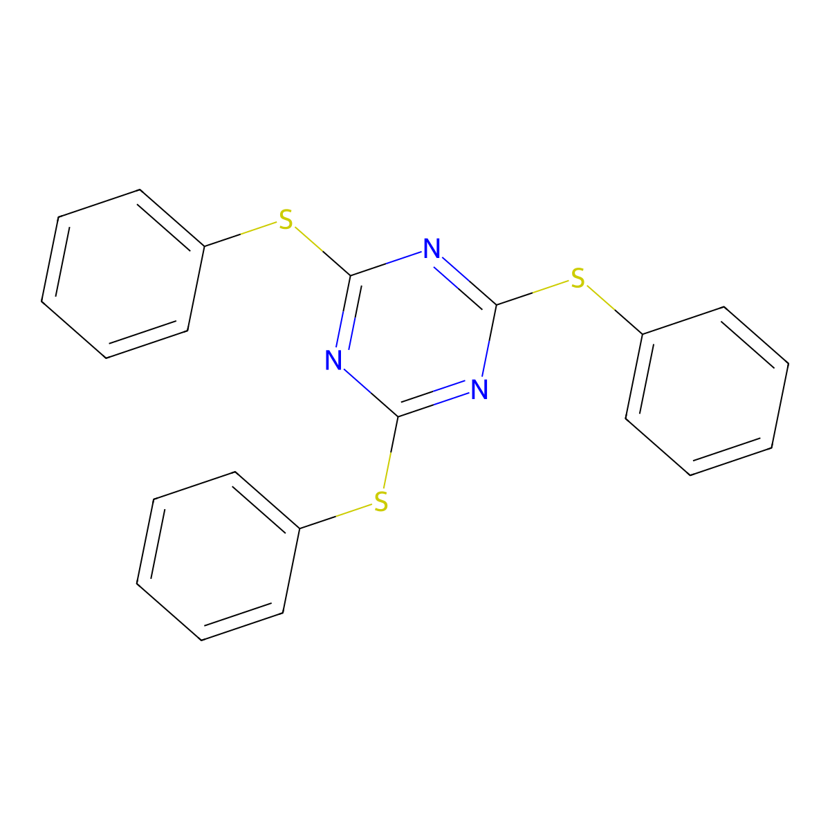 2,4,6-Tris(phenylsulfanyl)-1,3,5-triazine molecular structure, CAS 30863-82-2