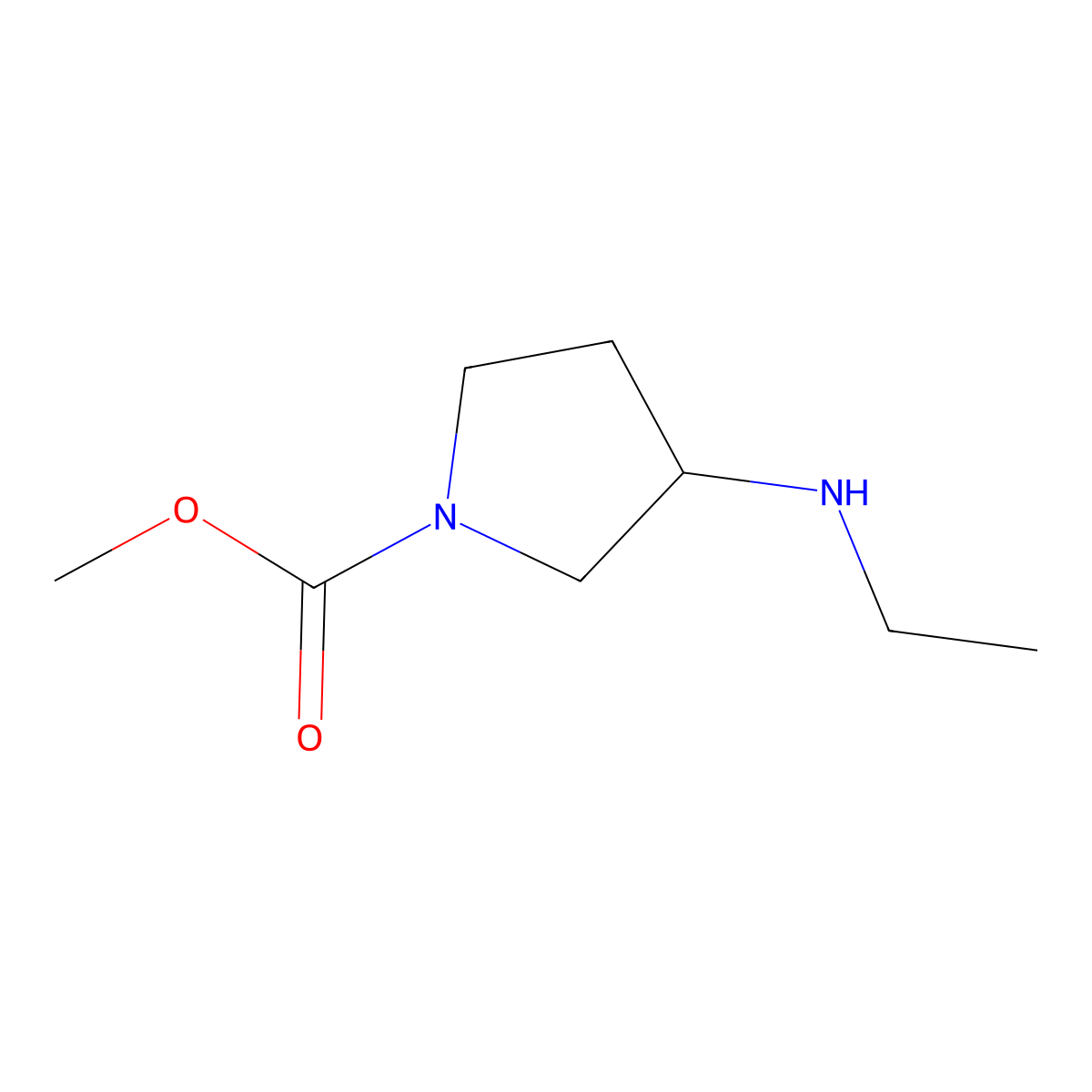 Methyl (S)-3-(ethylamino)pyrrolidine-1-carboxylate molecular structure, CAS 3087256-92-3