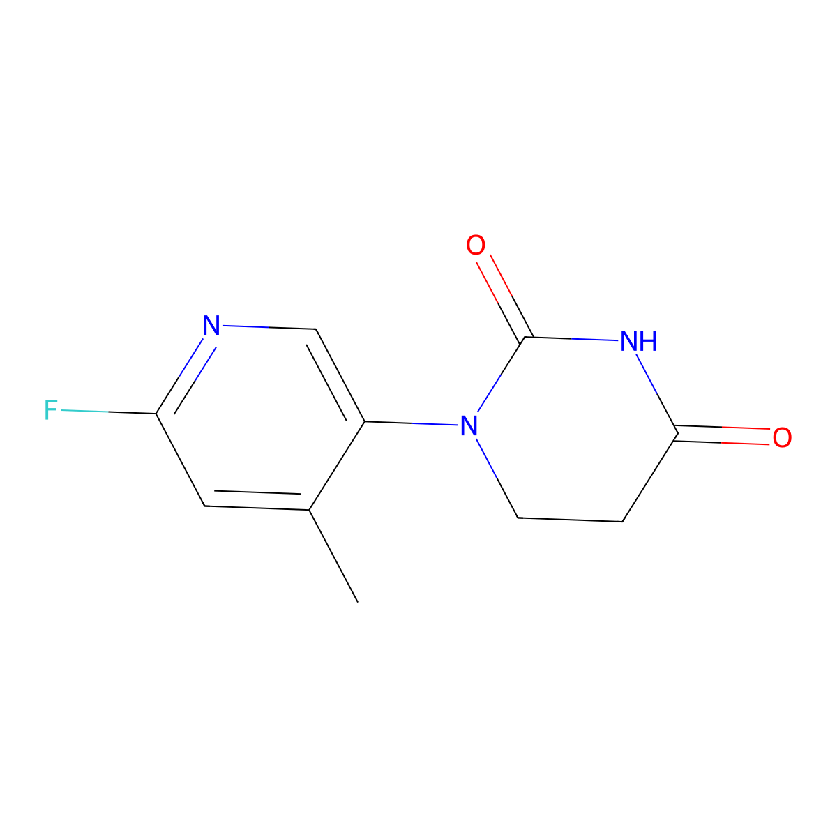 1-(6-Fluoro-4-methyl-3-pyridyl)hexahydropyrimidine-2,4-dione molecular structure, CAS 3087732-27-9