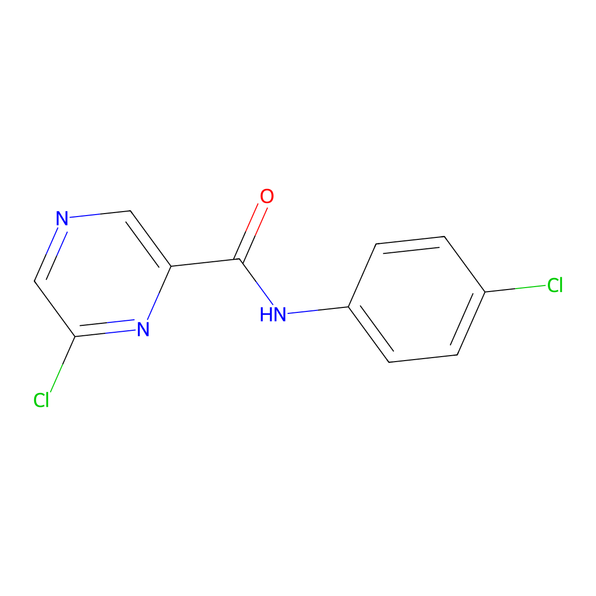 6-Chloro-N-(4-chlorophenyl)pyrazine-2-carboxamide molecular structure, CAS 308789-89-1