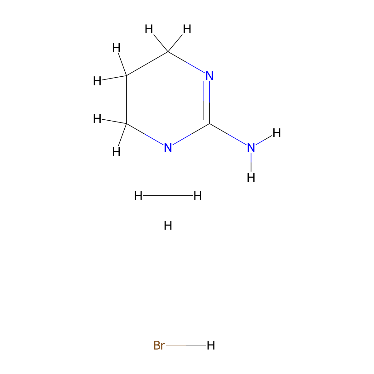 1-Methyl-1,4,5,6-tetrahydropyrimidin-2-amine hydrobromide molecular structure, CAS 30879-61-9