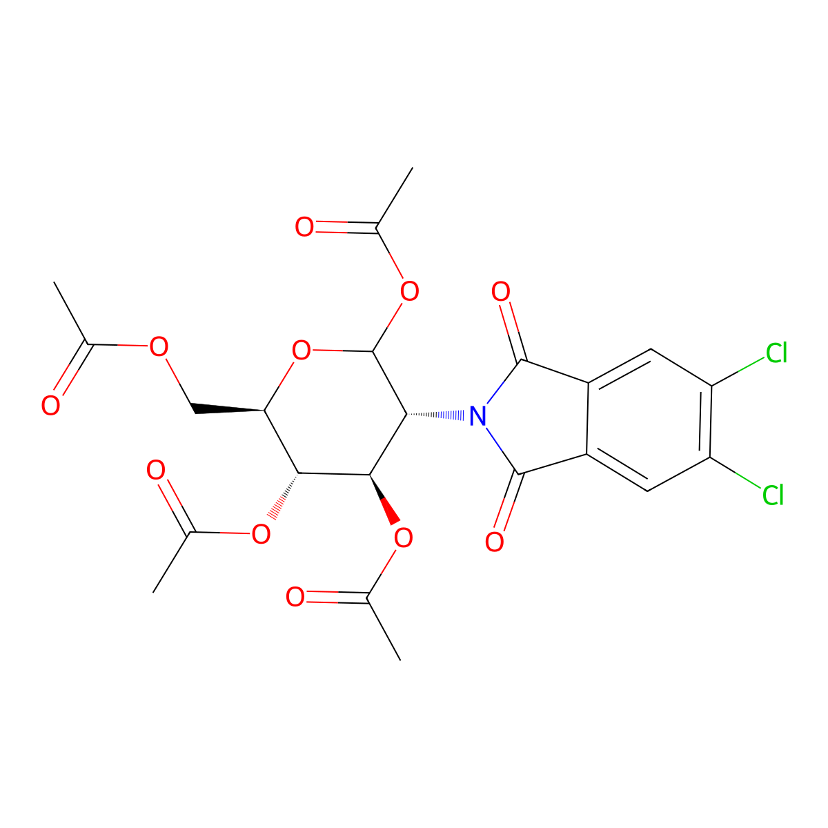 1,3,4,6-Tetra-O-acetyl-2-deoxy-2-(5,6-dichloro-1,3-dioxo-1,3-dihydro-2H-isoindol-2-yl)-D-glucopyranose molecular structure, CAS 308796-43-2