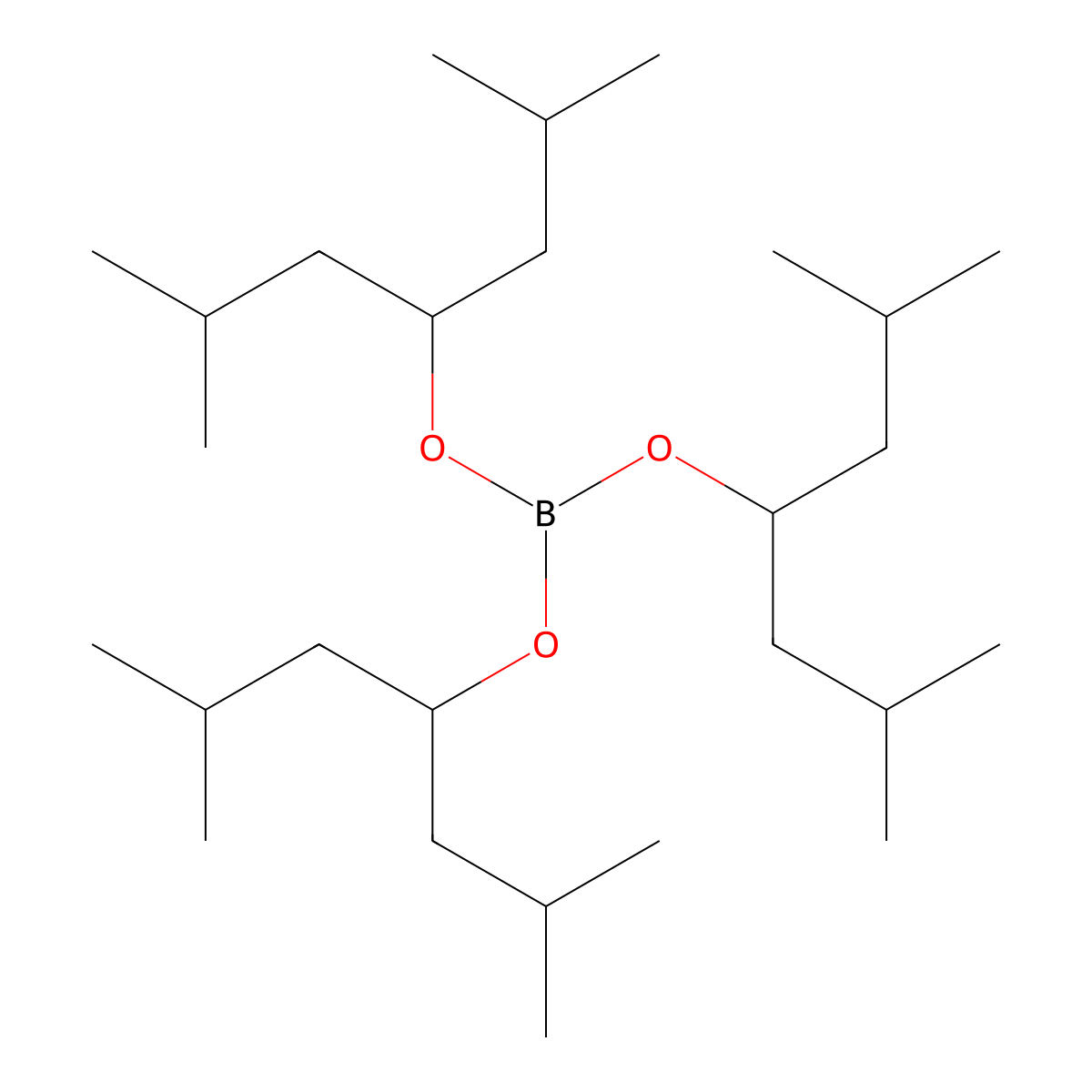 Tris(2,6-dimethylheptan-4-yl) borate molecular structure, CAS 3088-77-5