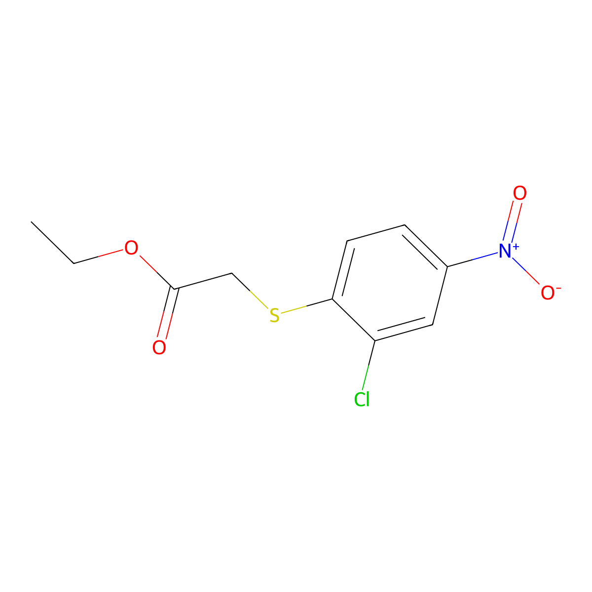 Ethyl 2-(2-chloro-4-nitrophenyl)sulfanylacetate molecular structure, CAS 30880-65-0