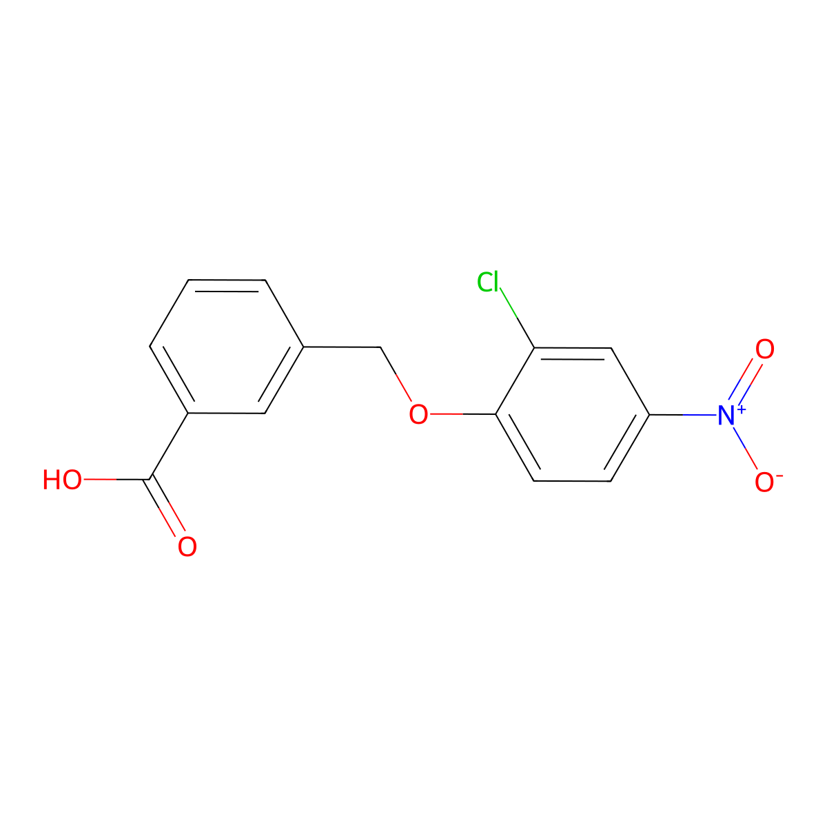 3-((2-Chloro-4-nitrophenoxy)methyl)benzoic acid molecular structure, CAS 30880-72-9